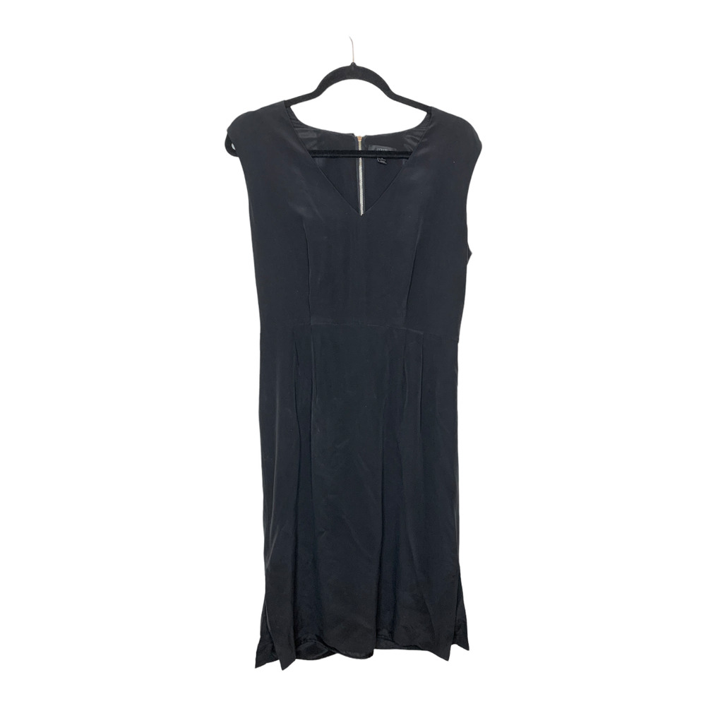 J. Crew V-Neck Sleeveless Silk Knee Length Sheath Dress Black E9824 Size 10